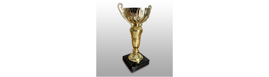 GOLD HANDLED TROPHY CUP ON GOLD RISER AVAILABLE IN 3 SIZES